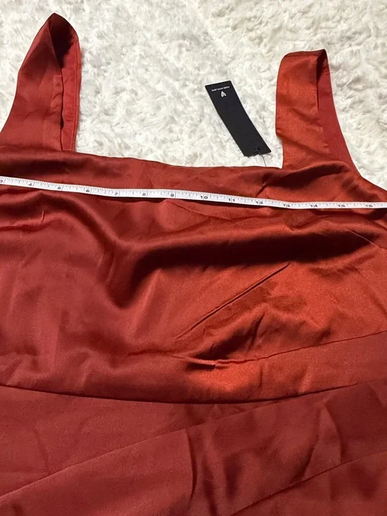 Lulu's Copper Satin Square-Neck Maxi Dress size large NWT - Picture 8 of 12